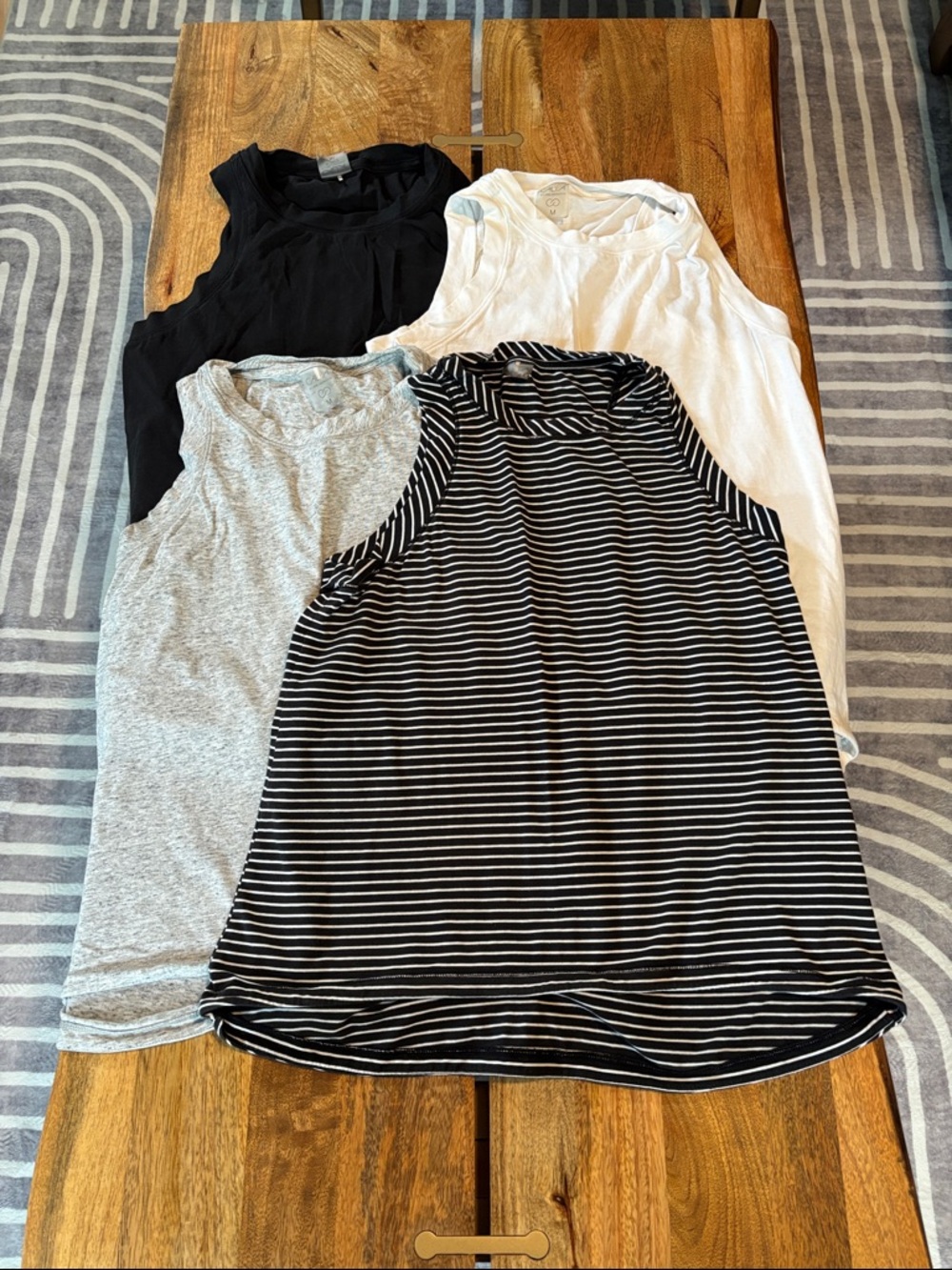 CALIA by Carrie Underwood Black, White, Gray & Striped Tank Top Set of 4